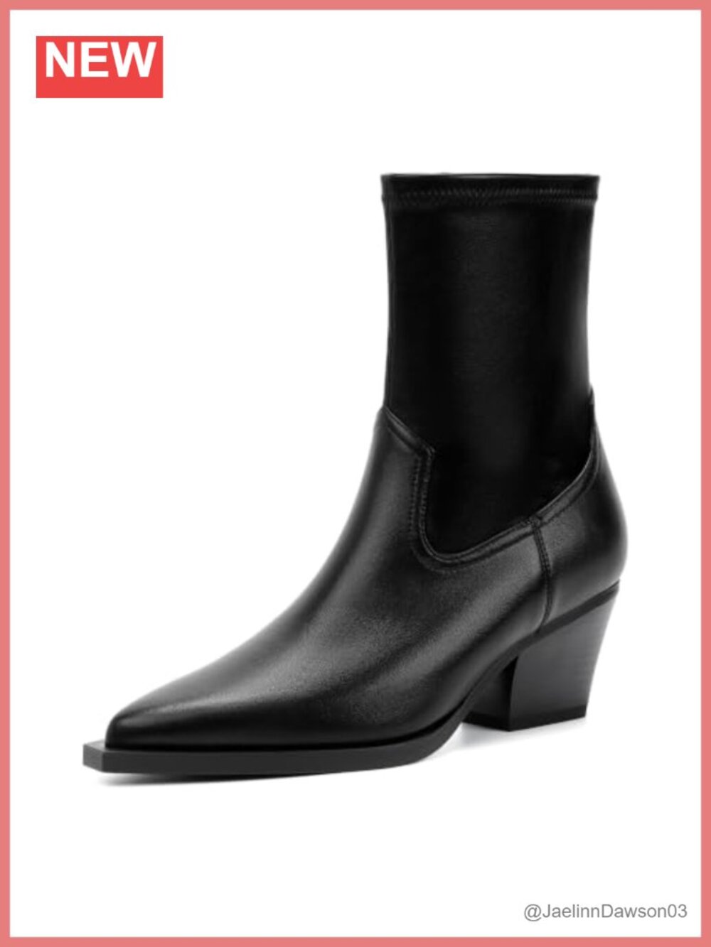 Women's Faux Leather Chunky Heel Ankle Booties Pointed Toe Zip